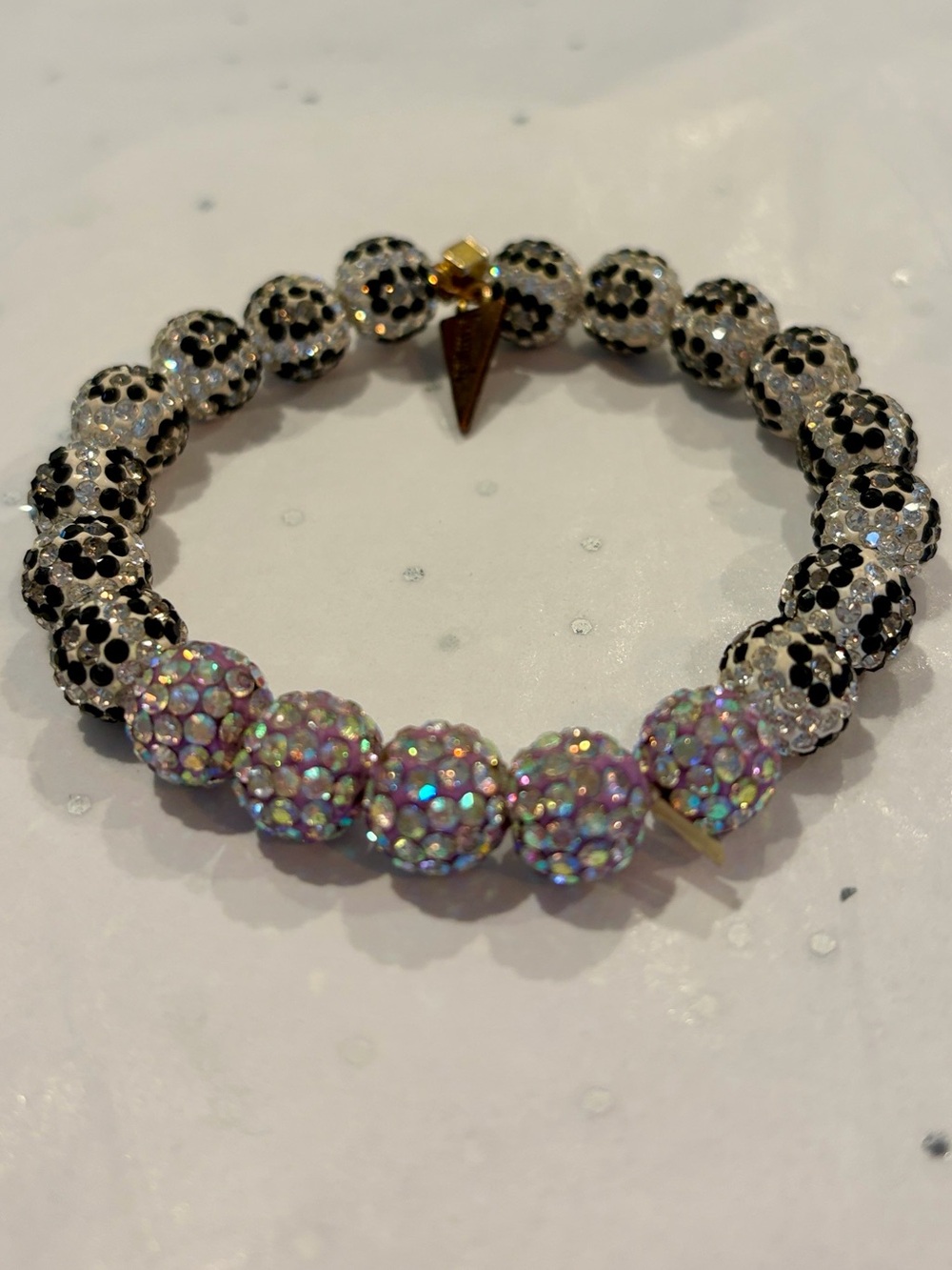 Erimish Sparkling Black & Iridescent Crystal Beaded Bracelet